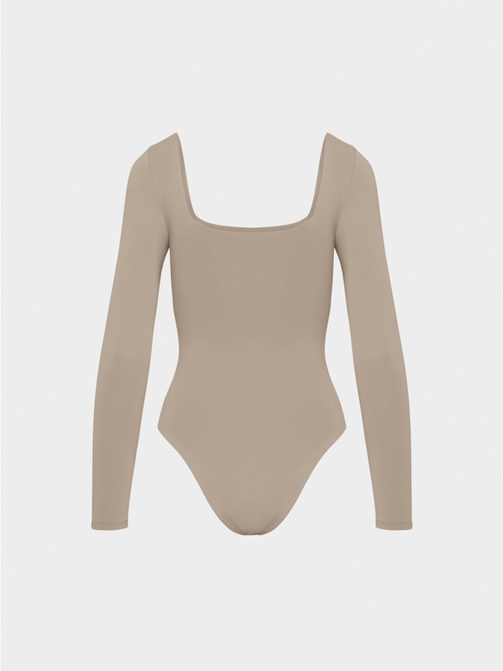 Aritzia Contour Cheeky Squareneck Longsleeve Bodysuit in Nomad Taupe